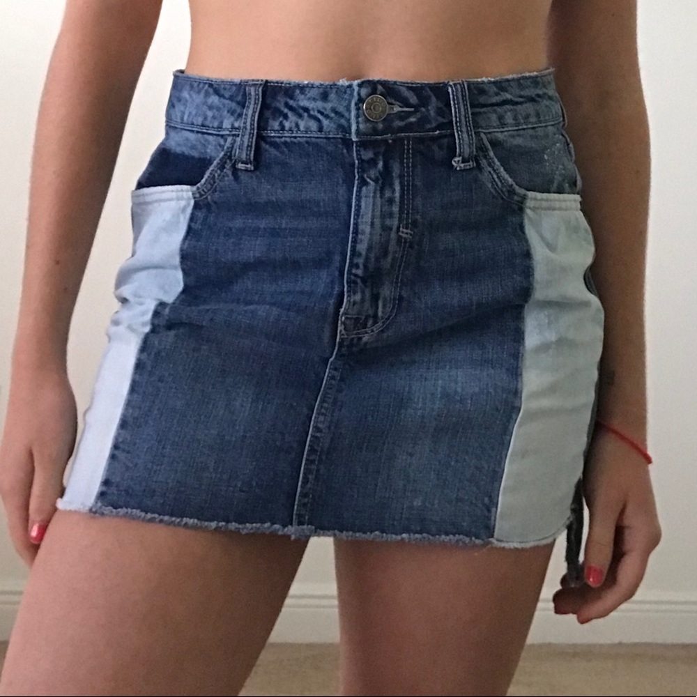 Multi-shade denim skirt